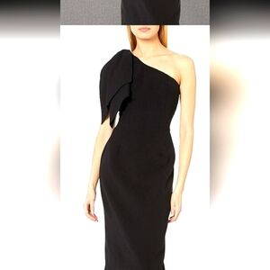Dress The Population Tiffany One Shoulder Midi Dress With Bow Detail    Size S